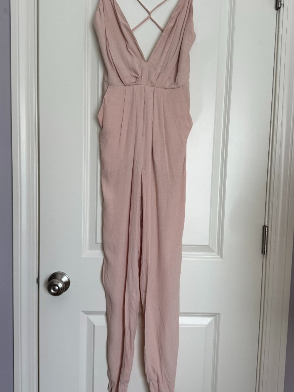Lovers + Friends Blush Draped Strappy Jumpsuit Sz XS